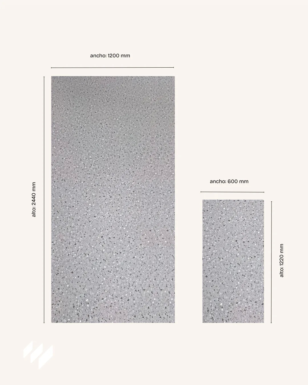 Panel de Pared de Ducha SPC efecto terrazo gris Dimensiones light mode