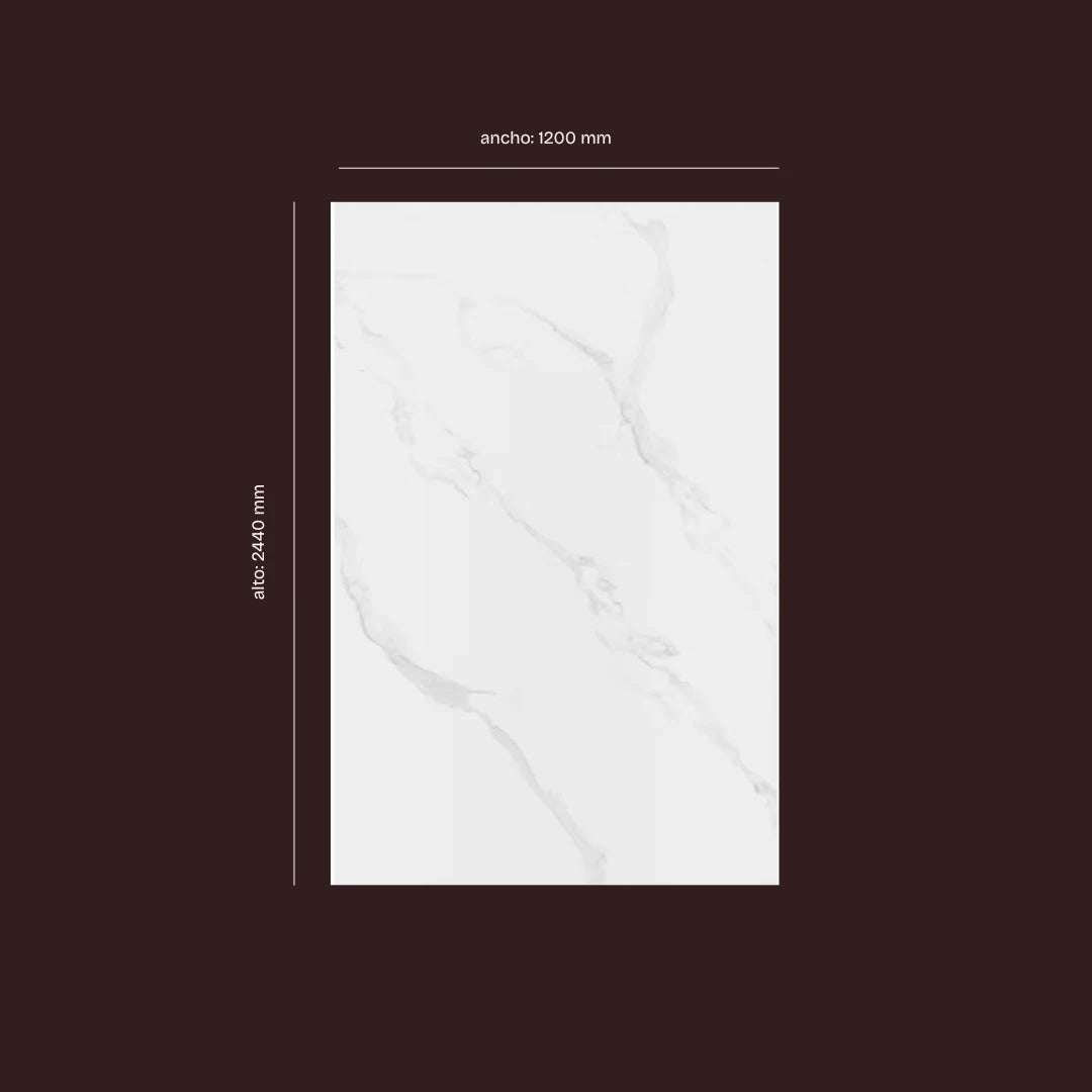 Vista frontal del Panel revestimiento SPC efecto Mármol Blanco