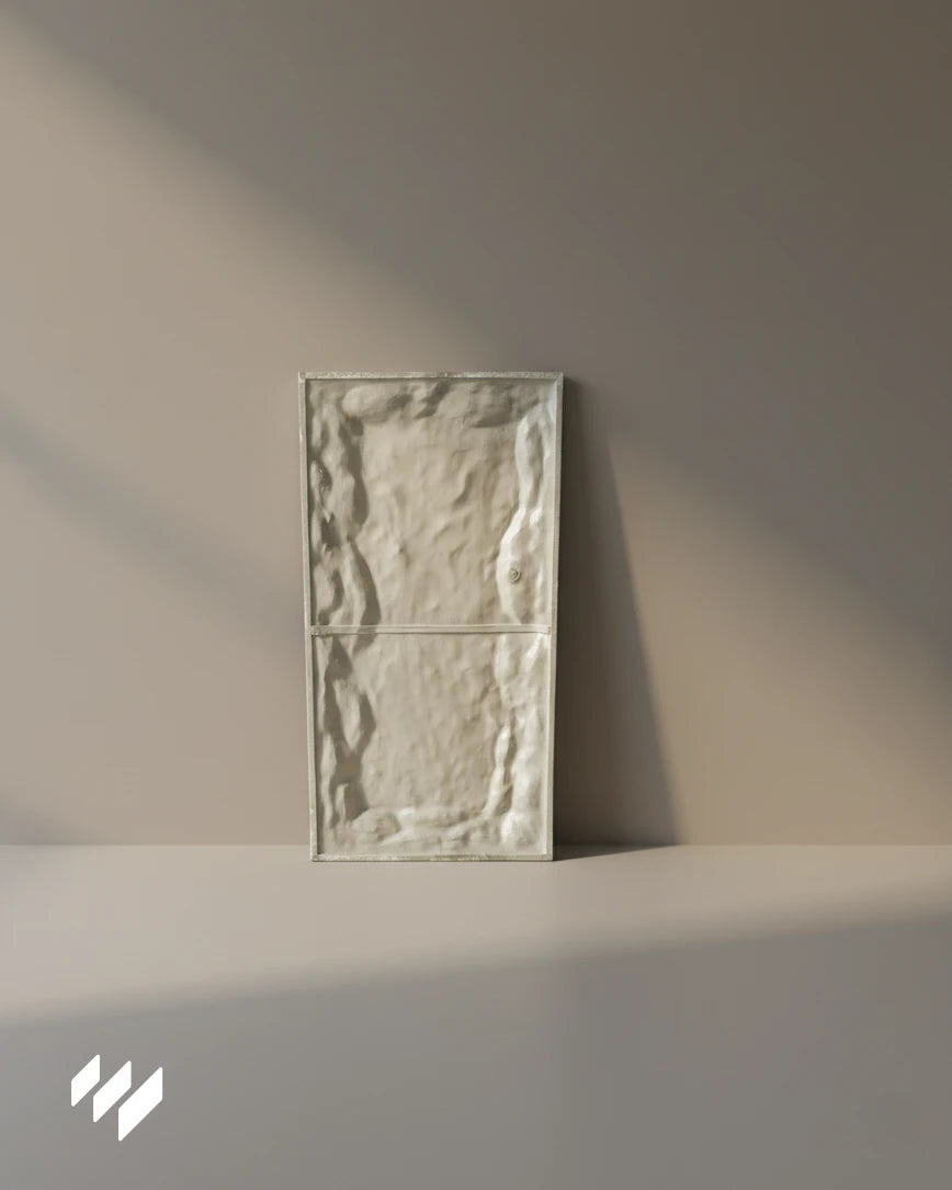 Parte trasera del Panel Piedra PU Blanco Caliza de Revestimientos Pared mostrando el detalle estructural y acabado interior.