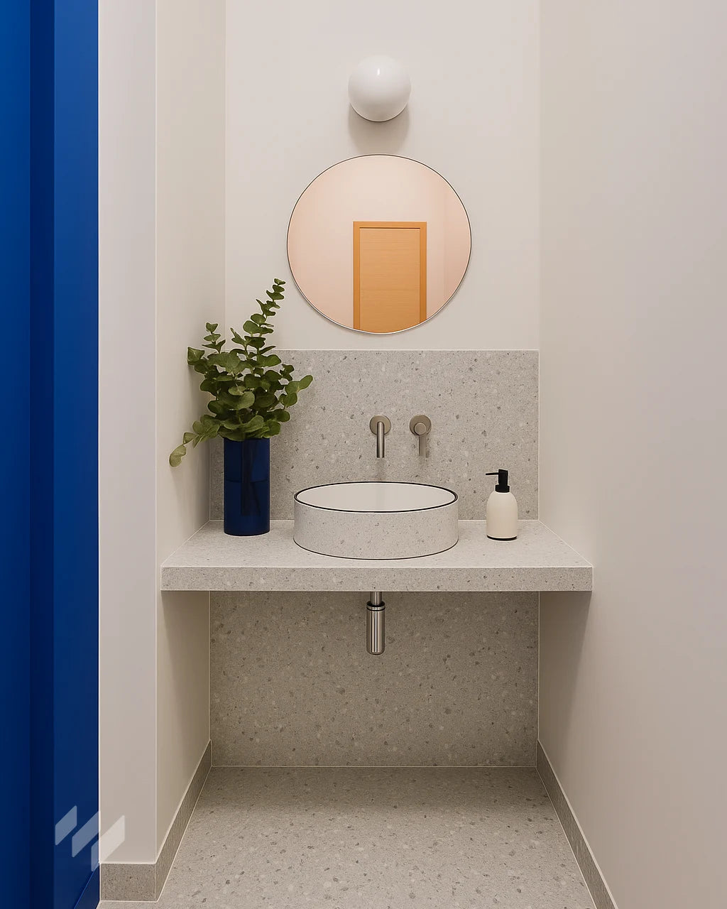 Inspiración de baño con Panel de Pared de Ducha SPC Efecto Terrazo Gris de Revestimientos Pared, en un diseño minimalista y elegante, ofreciendo ideas para renovación de espacios pequeños.