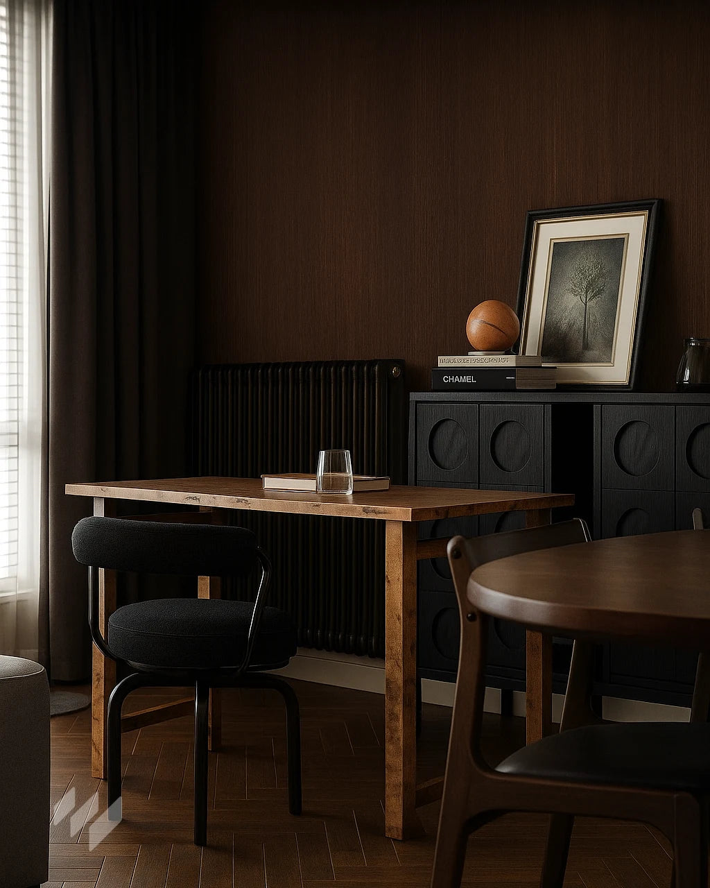 Inspiración de cocina con Panel Decorativo WPC Efecto Madera Roble Nocturno de Revestimientos Pared, en un diseño elegante y sobrio, ofreciendo ideas para ambientes de cocina modernos y sofisticados.