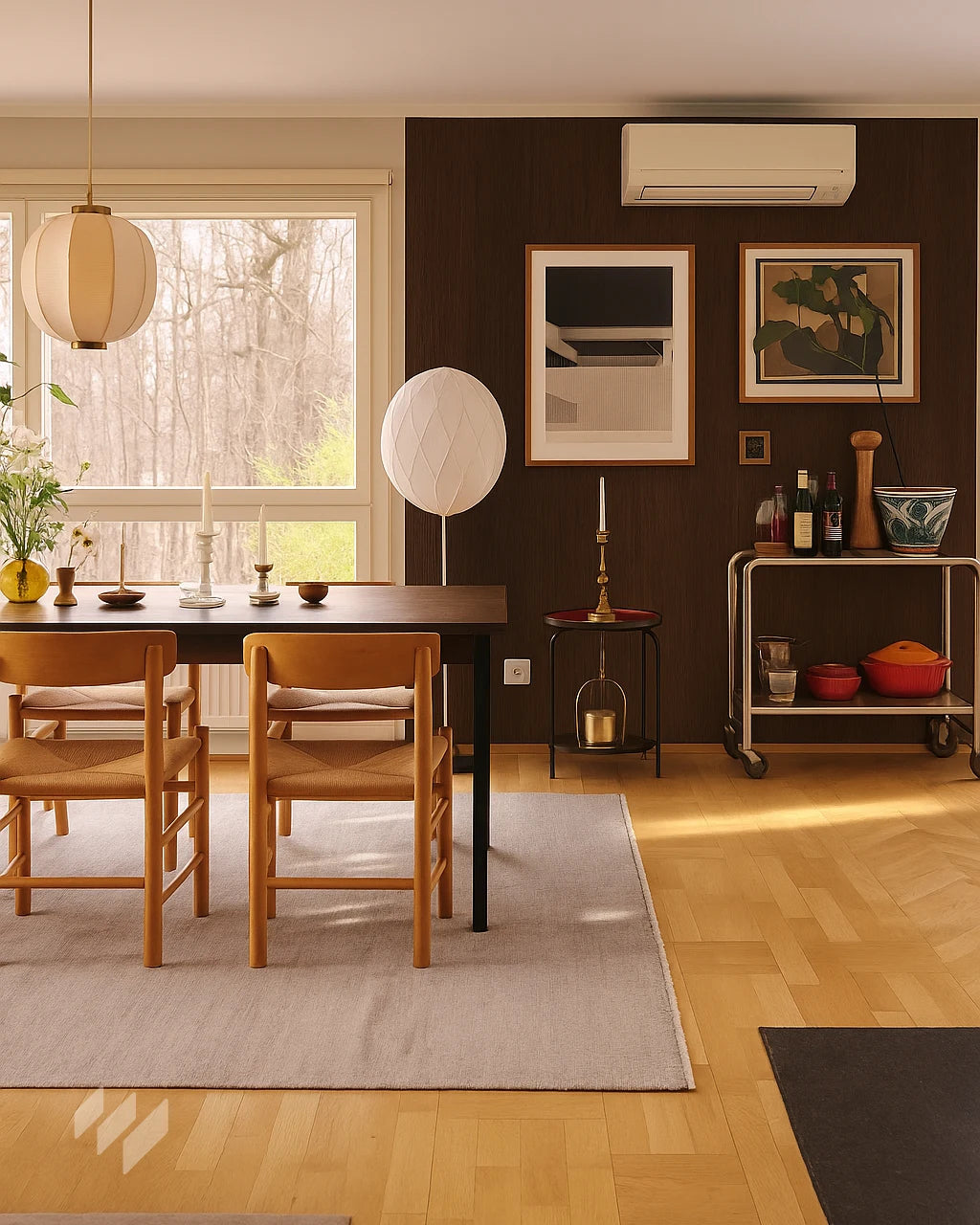 Inspiración de cocina con Panel Decorativo WPC Efecto Madera Roble Nocturno de Revestimientos Pared, en un estilo cálido y contemporáneo, ofreciendo ideas para integrar acabados de madera oscura en cocinas acogedoras.