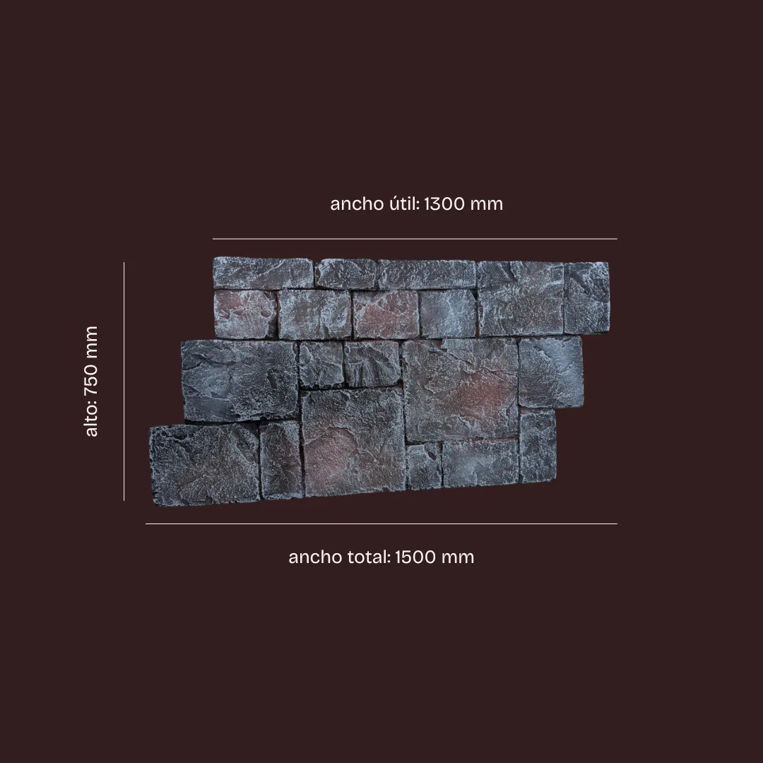 Dimensiones del panel Fortaleza Lava fondo negro