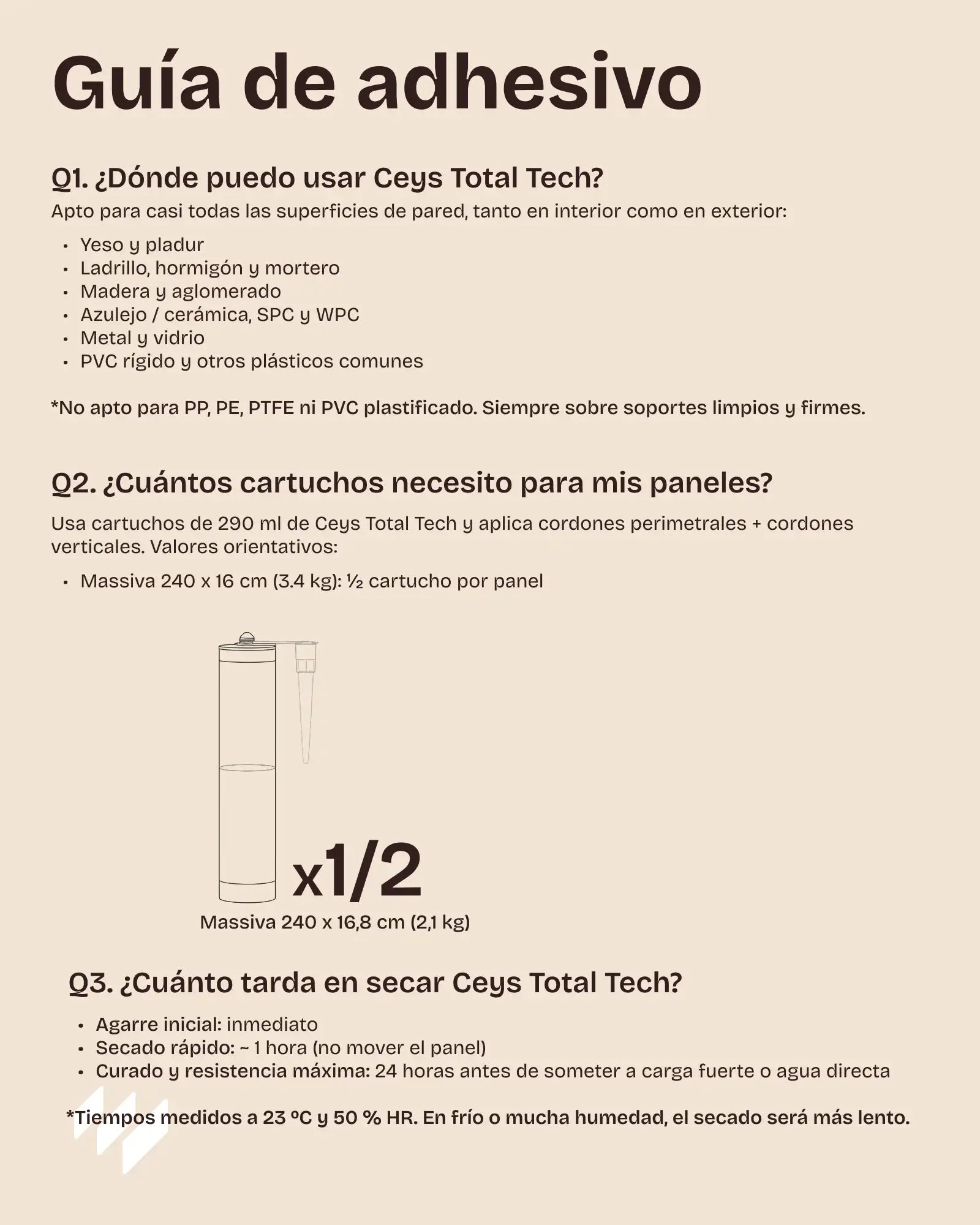Guia de adhesivo de Revestimiento de Pared Listones WPC Massiva@