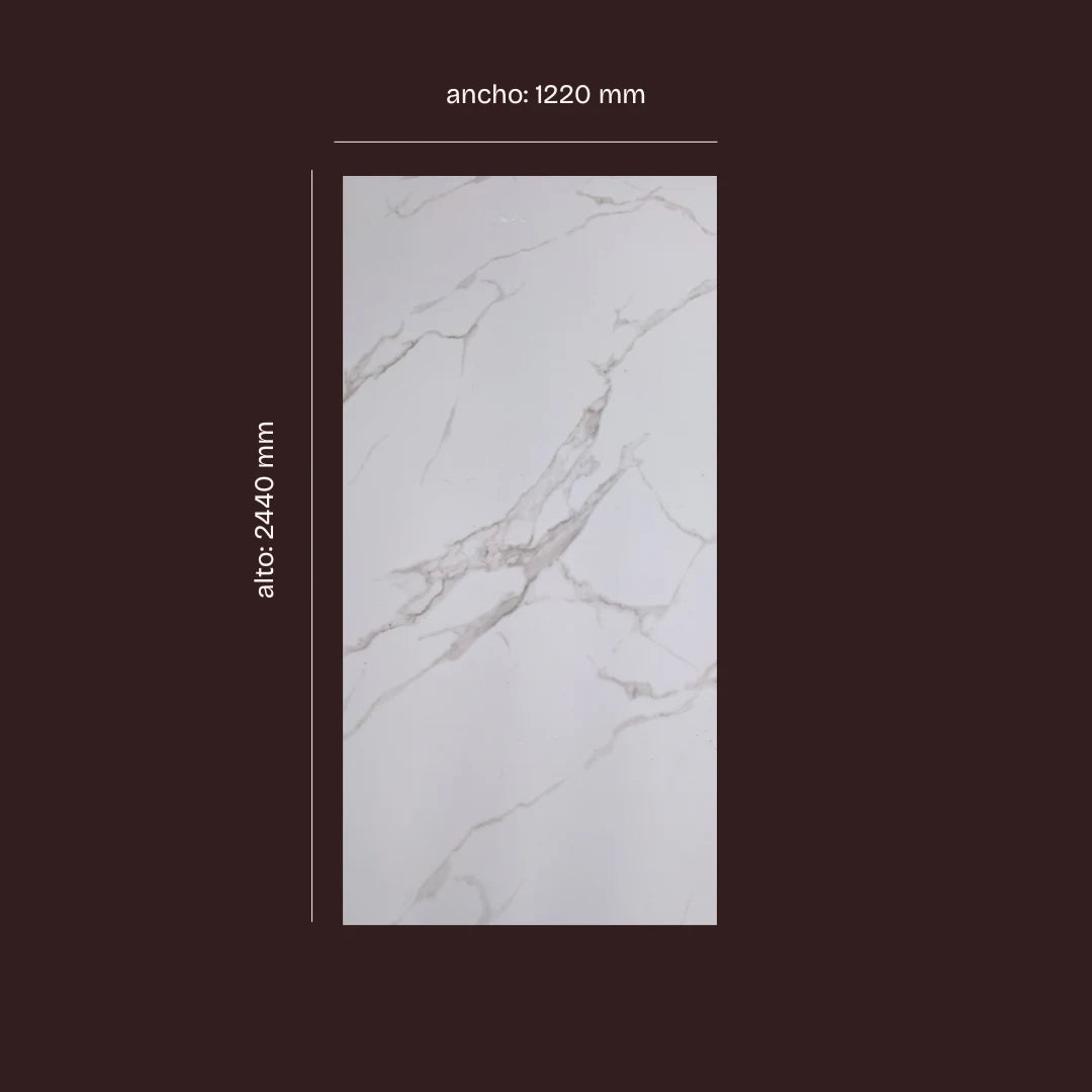 Panel-WPC-Alto-Brillo-efecto-Marmol-Calacatta-Blanco-demension-fondo-negro