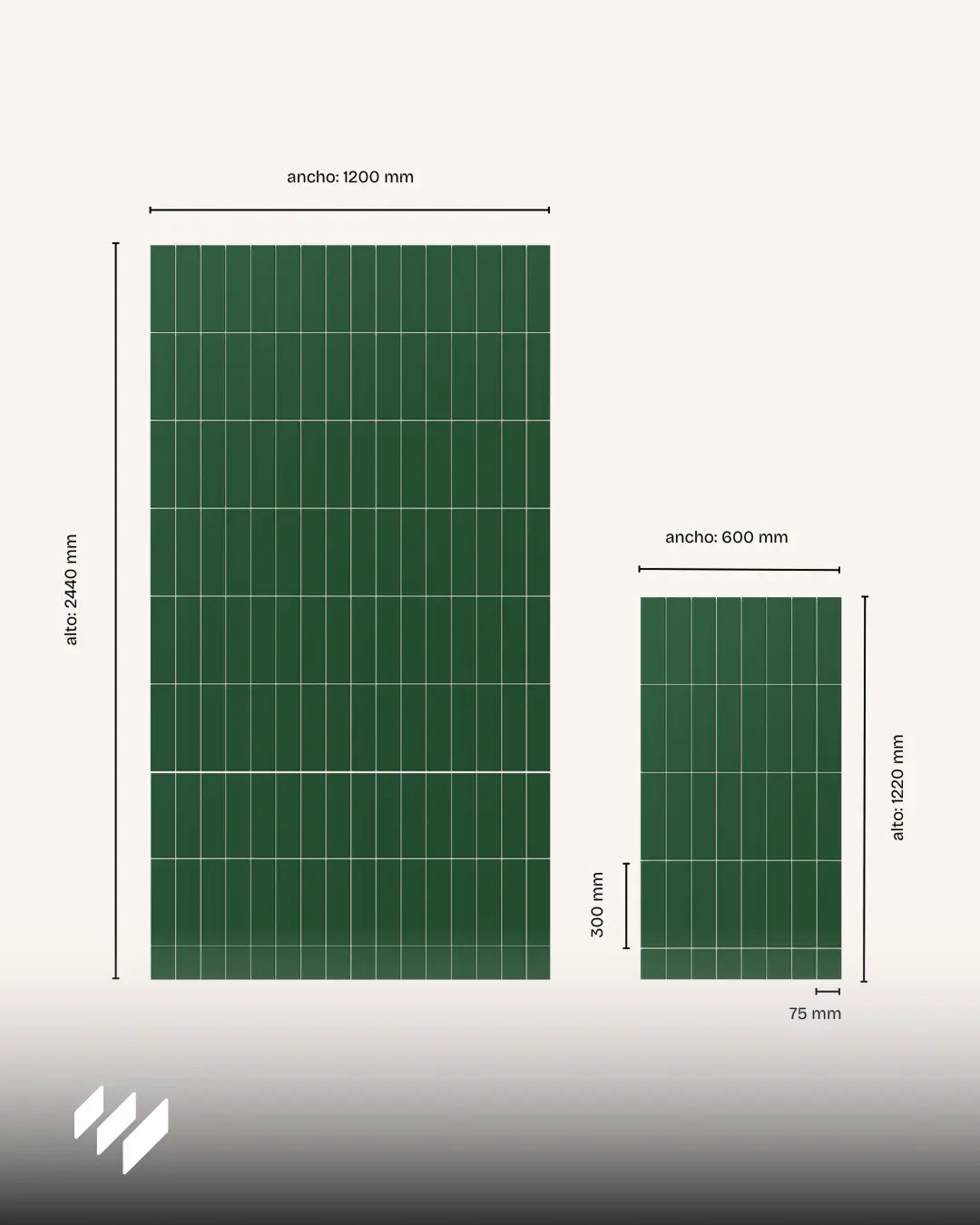 Panel SPC imitación azulejo vertical verde - Versa@