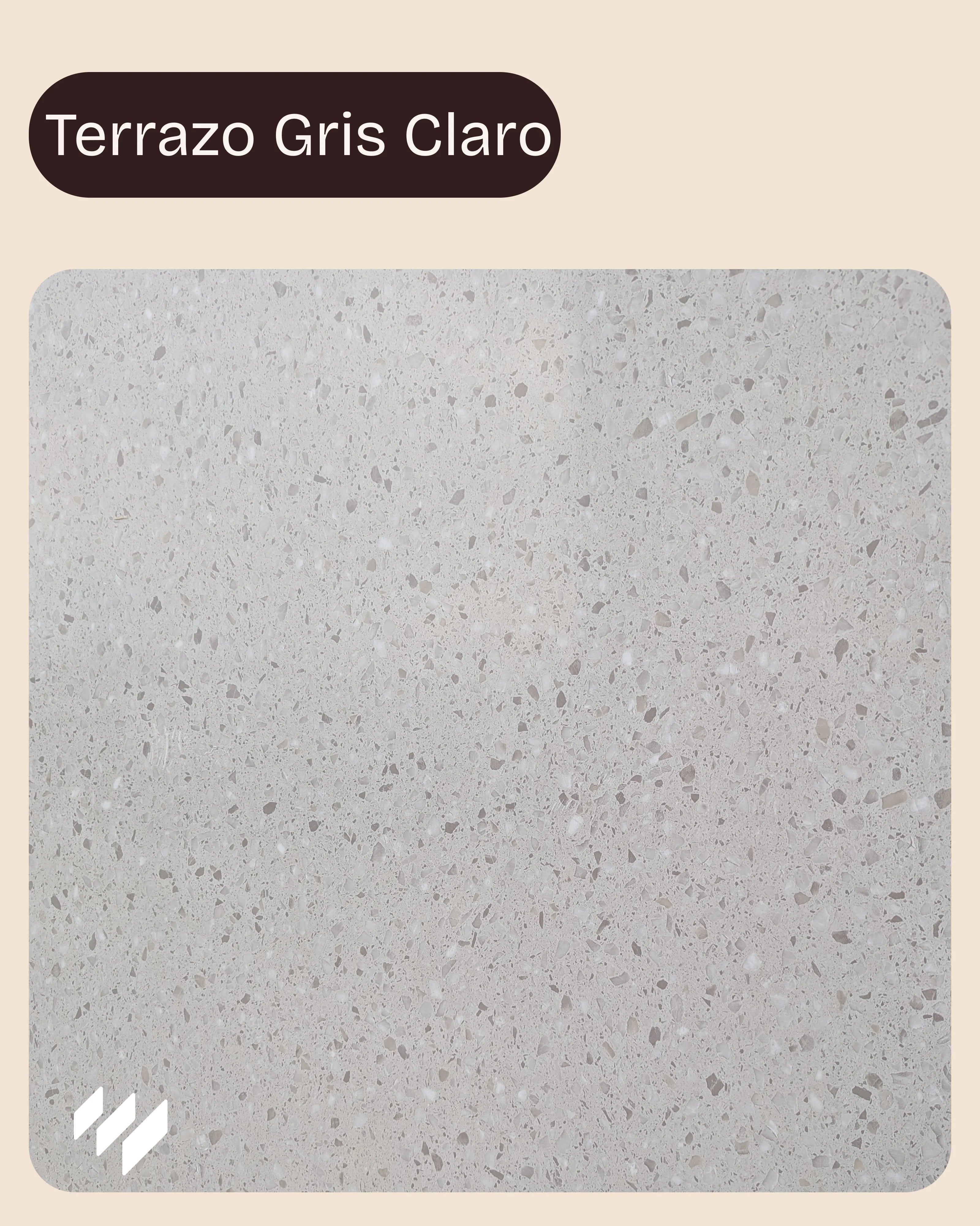 Detalle del revestimiento de pared SPC efecto terrazo gris claro de Revestimientos Pared, con superficie mate y acabado natural.