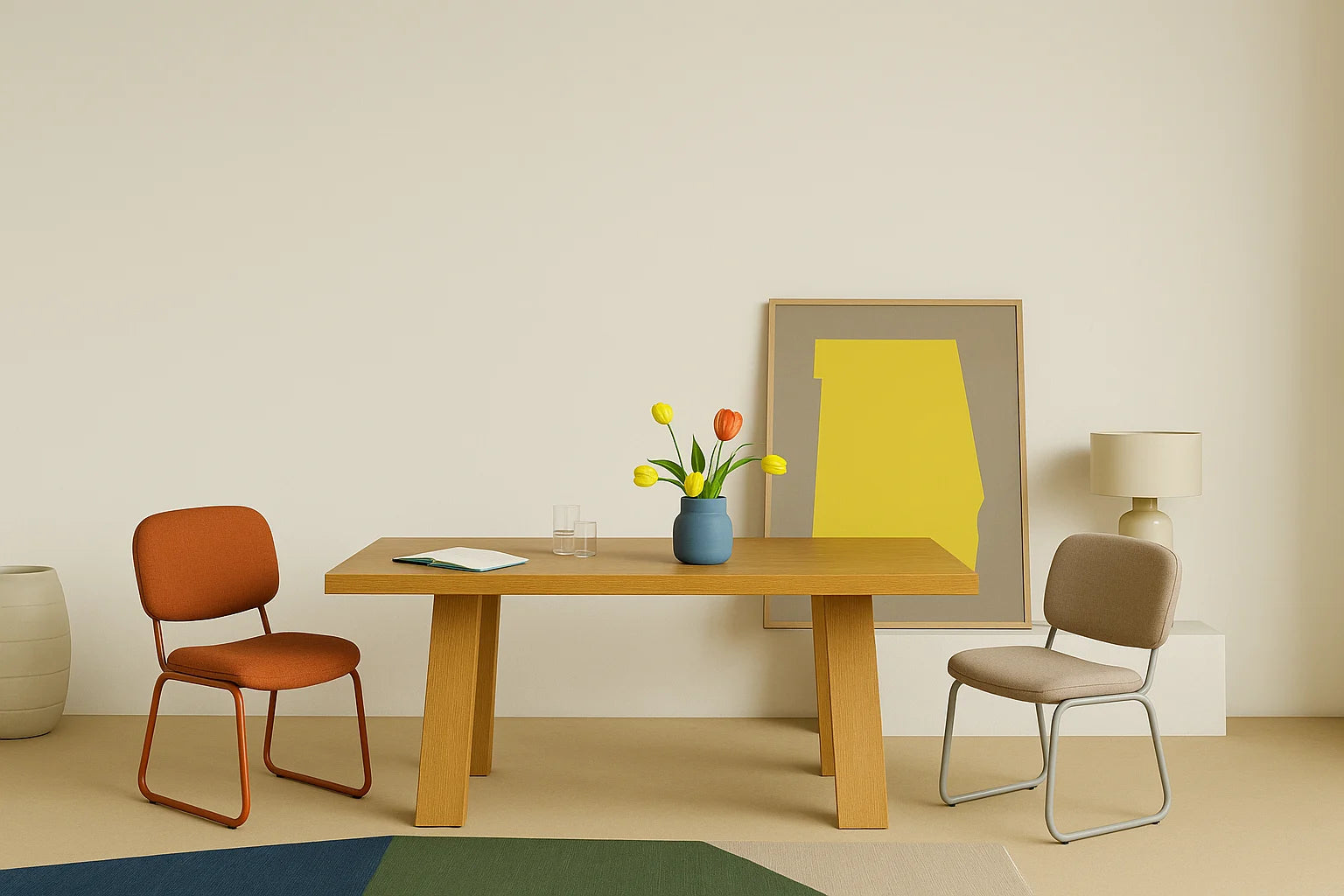 una salón minimalista de estilo mediterráneo