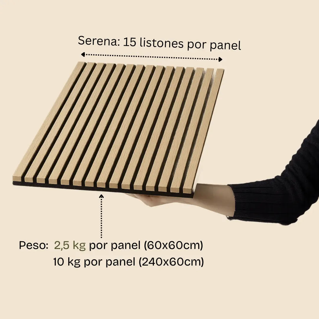 Una mano sostiene un panel acústico Serena de revesimientos pared.